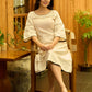 Ivory Rhythm Bell-Sleeved Dress with Hand Painted Dots and Crochet Charm