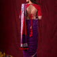 Ethereal Dual-Tone Purple Mul Cotton Saree with Floral Border, Red Tassel Highlights & Intricate Embroidered Pallu