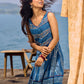 Handcrafted Indigo Cotton Dress With Red Stitch And Button Detailing