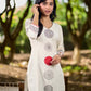 Contemporary Off-White Cotton Flex Kurta with Modern Geometric Hand Block Print