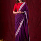 Ethereal Dual-Tone Purple Mul Cotton Saree with Floral Border, Red Tassel Highlights & Intricate Embroidered Pallu