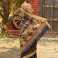 Graceful pure Chanderi saree with intricate hand block prints and contrast pallu