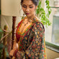 Regal Maroon Cotton Saree with Rich Kalamkari Printed Pallu with Mirror work