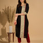 Ebon Elegance Kurta with Maroon Lining and Madhubani Charm
