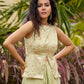 Pastel Green Festive Drape Skirt with Brocade Top