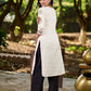 Contemporary Off-White Cotton Flex Kurta with Modern Geometric Hand Block Print