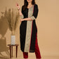 Ebon Elegance Kurta with Maroon Lining and Madhubani Charm