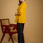 Elegant handcrafted mirror work mustard cotton top.
