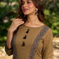 Minimal Sand Beige short kurta with a striking black Ajrakh border.