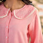 Baby Pink Shirt Featuring An Embellished Collar Detail