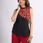 Black Ethnic Top with Asymmetric Ajrakh Panel and Coin Embellishment