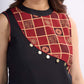 Black Ethnic Top with Asymmetric Ajrakh Panel and Coin Embellishment