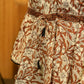 Earthy Floral Printed Mul Cotton Top with Flared Ruffle Sleeves and Tie-Up Waist