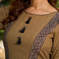 Minimal Sand Beige short kurta with a striking black Ajrakh border.