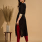 Ebon Elegance Kurta with Maroon Lining and Madhubani Charm