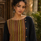 Timeless Black Cotton Kurta with Contrast Ajrakh Stripe Half Panel & Coordinated Sleeve Cuffs