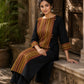 Timeless Black Cotton Kurta with Contrast Ajrakh Stripe Half Panel & Coordinated Sleeve Cuffs