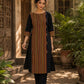 Timeless Black Cotton Kurta with Contrast Ajrakh Stripe Half Panel & Coordinated Sleeve Cuffs