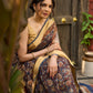 Graceful pure Chanderi saree with intricate hand block prints and contrast pallu