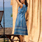 Handcrafted Indigo Cotton Dress With Red Stitch And Button Detailing