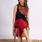 Black Ethnic Top with Asymmetric Ajrakh Panel and Coin Embellishment