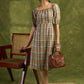Classic Plaid Design Cotton Dress. Retro Vibes With An Off-Shoulder Design