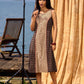 Black & Beige Ajrakh Cotton Dress with Structured Panel Design