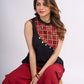 Black Ethnic Top with Asymmetric Ajrakh Panel and Coin Embellishment