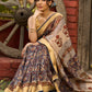 Graceful pure Chanderi saree with intricate hand block prints and contrast pallu