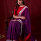 Ethereal Dual-Tone Purple Mul Cotton Saree with Floral Border, Red Tassel Highlights & Intricate Embroidered Pallu