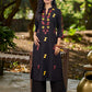 Elegant Black Cotton Kurta with Intricate Geometric Hand Block Print