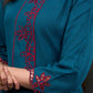 Teal Trendy Tunic With Intricate Cut Work - Pant Optional