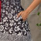 Black and maroon ombré Kalamkari inspired motif printed shirt dress with slit mandarin collar and maroon accents