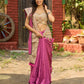 Orchid pink cotton saree with Madhubani border and vibrant tassels