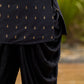 Graceful Black Silk Strappy Short Kurta Ensemble with Golden Butta - Dhoti pant Additional