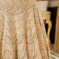 A chic off-white Hakoba Lehenga with intricate gold embroidery accented by a bold, saffron yellow blouse - Gold embroidered hakoba Shrug Optional