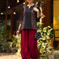 Chic Black Cotton Top Adorned With Geometric Ajrakh Panels And Artistic Hand Painted Highlights