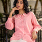 Baby Pink Shirt Featuring An Embellished Collar Detail