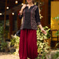 Chic Black Cotton Top Adorned With Geometric Ajrakh Panels And Artistic Hand Painted Highlights