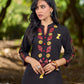 Elegant Black Cotton Kurta with Intricate Geometric Hand Block Print