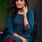 Teal Trendy Tunic With Intricate Cut Work - Pant Optional