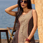 Black & Beige Ajrakh Cotton Dress with Structured Panel Design
