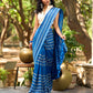 Classic Blue Cotton Saree with Traditional Hand Block Printed Border