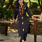 Elegant Black Cotton Kurta with Intricate Geometric Hand Block Print