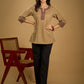 Ethnic dark beige cotton top highlighted with elegant ajrakh detail.
