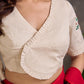 Ivory Cotton Blouse with Embroidered Floral Motif