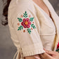 Ivory Cotton Blouse with Embroidered Floral Motif