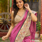 Orchid pink cotton saree with Madhubani border and vibrant tassels