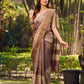 Elegant Earthy Pure Tussar Silk Block Print Saree featuring Heritage Prints and Natural Tones