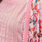 Baby pink kurta with fine stitch detailing Duppata & Pant optional